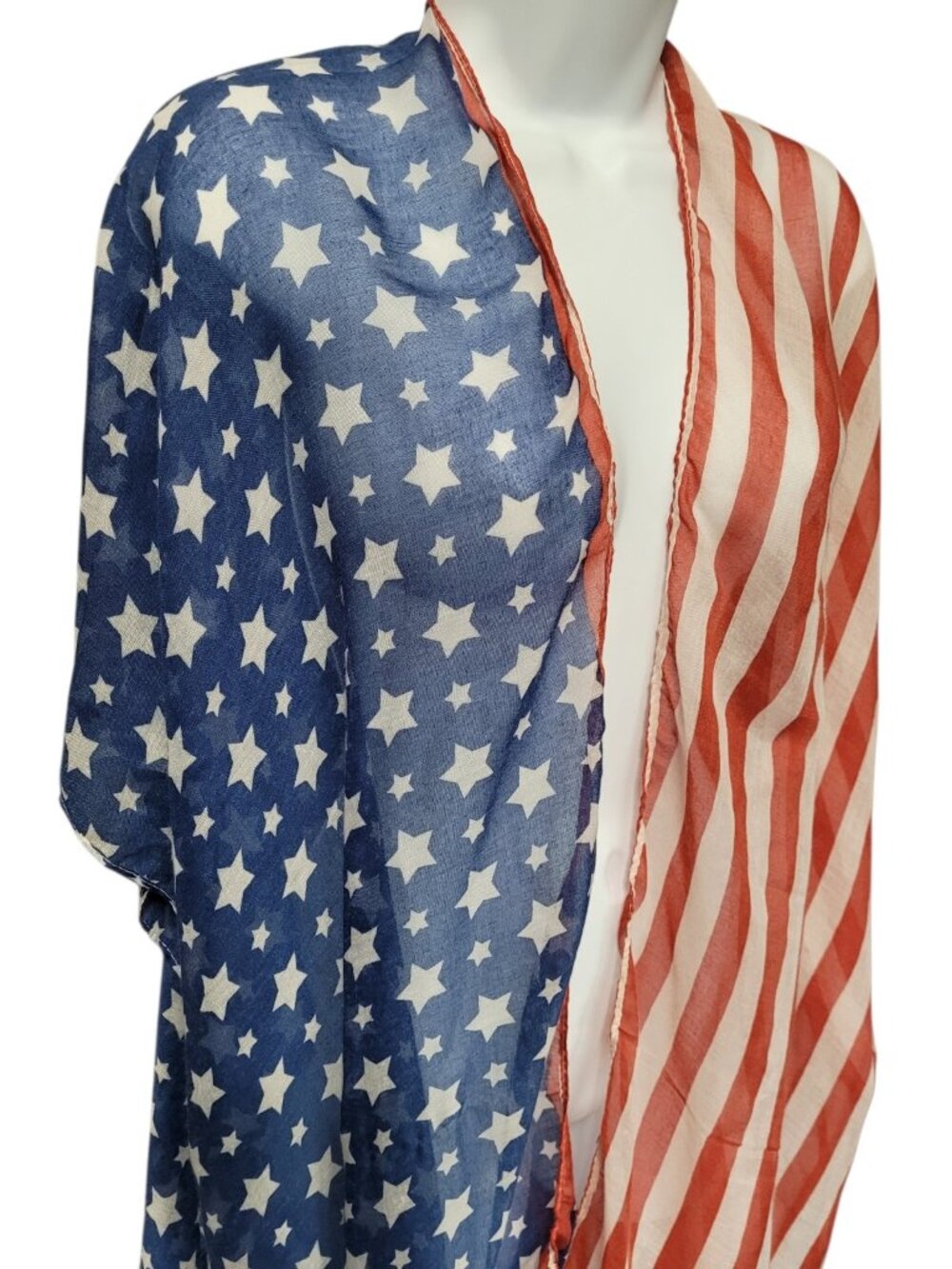 David & Young American Flag Open Lightweight Kimono One Size Beach Patriotic